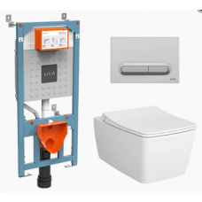 Комплект инсталляции с подвесным унитазом VITRA Metropole с сиденьем и кнопкой 9820B003-7201